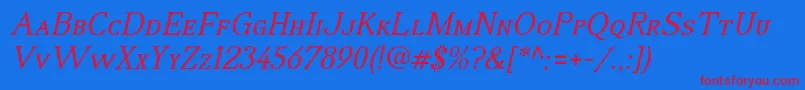 IrianisadfstylestdItalic Font – Red Fonts on Blue Background