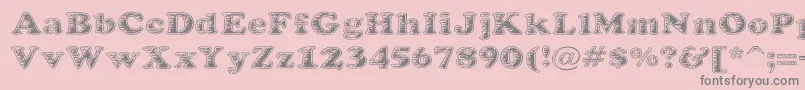 フォントBatteredCooper – ピンクの背景に灰色の文字