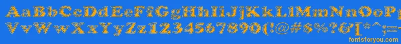BatteredCooper Font – Orange Fonts on Blue Background
