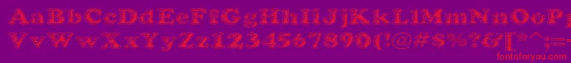 BatteredCooper-Schriftart – Rote Schriften auf violettem Hintergrund