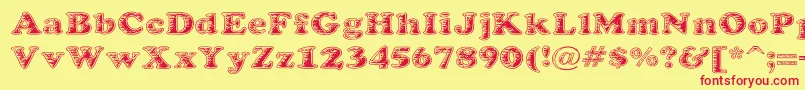 BatteredCooper Font – Red Fonts on Yellow Background