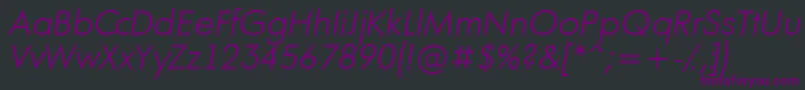 Czcionka AFuturaortoltLightitalic – fioletowe czcionki na czarnym tle