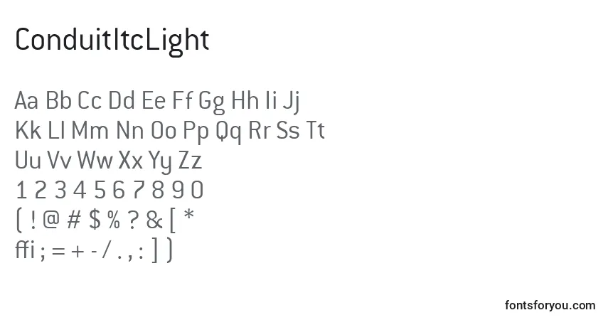 ConduitItcLight Font – alphabet, numbers, special characters