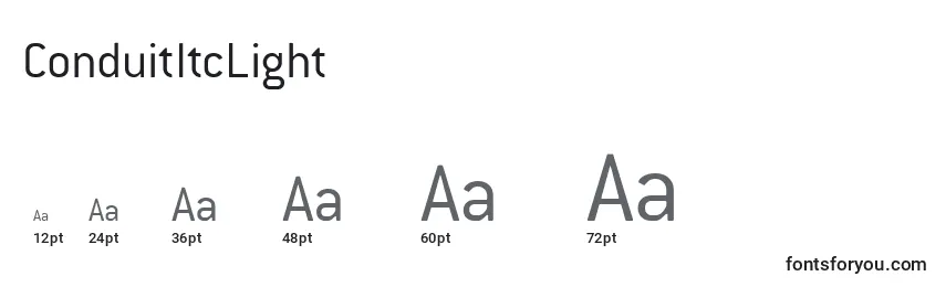 ConduitItcLight Font Sizes