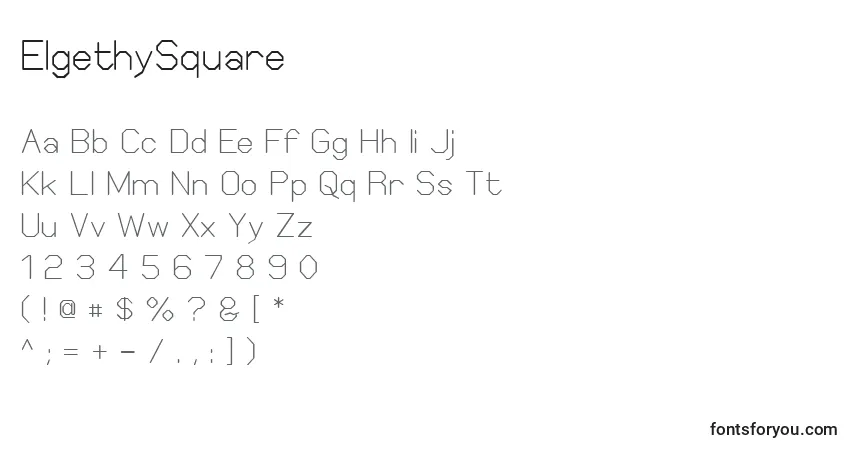 Шрифт ElgethySquare – алфавит, цифры, специальные символы