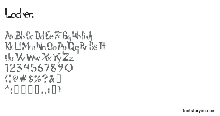 Czcionka Lochen – alfabet, cyfry, specjalne znaki