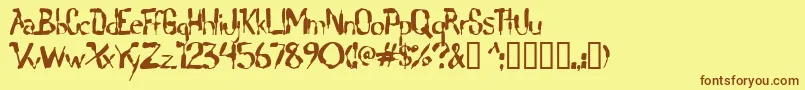 フォントLochen – 茶色の文字が黄色の背景にあります。