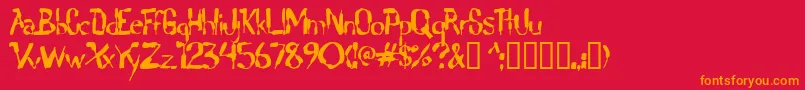 Weitere Informationen zur Lochen-Schriftart Lochen-Schriftart – Orangefarbene Schriften auf rotem Hintergrund
