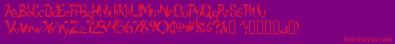 Lochen-Schriftart – Rote Schriften auf violettem Hintergrund