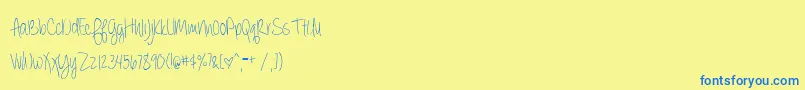 BmdAlwaysForever-Schriftart – Blaue Schriften auf gelbem Hintergrund