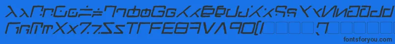 GreenMartianDistressedItalic Font – Black Fonts on Blue Background