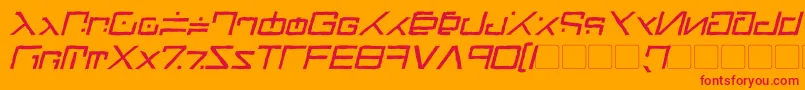 GreenMartianDistressedItalic-Schriftart – Rote Schriften auf orangefarbenem Hintergrund