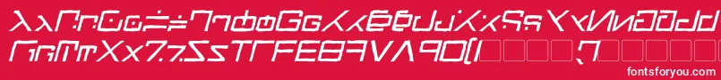 Czcionka GreenMartianDistressedItalic – białe czcionki na czerwonym tle