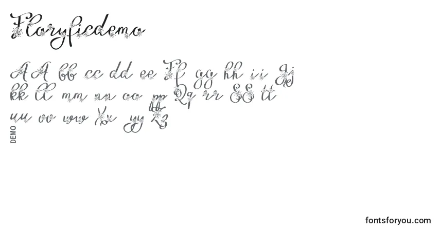 FloryficDemo-fontti – aakkoset, numerot, erikoismerkit
