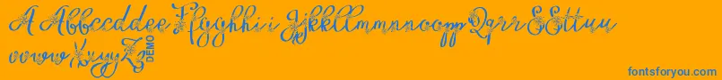 FloryficDemo-Schriftart – Blaue Schriften auf orangefarbenem Hintergrund