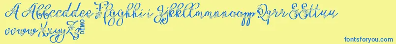 FloryficDemo Font – Blue Fonts on Yellow Background