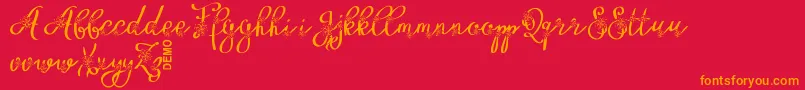 FloryficDemo-Schriftart – Orangefarbene Schriften auf rotem Hintergrund