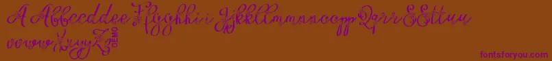 FloryficDemo-Schriftart – Violette Schriften auf braunem Hintergrund