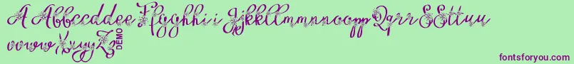 FloryficDemo-Schriftart – Violette Schriften auf grünem Hintergrund