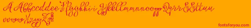 FloryficDemo-Schriftart – Rote Schriften auf orangefarbenem Hintergrund