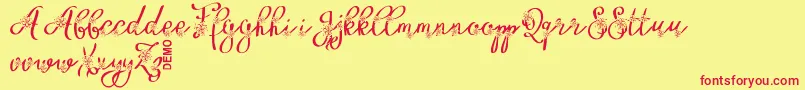 FloryficDemo-Schriftart – Rote Schriften auf gelbem Hintergrund