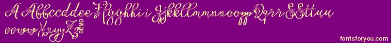 FloryficDemo-Schriftart – Gelbe Schriften auf violettem Hintergrund