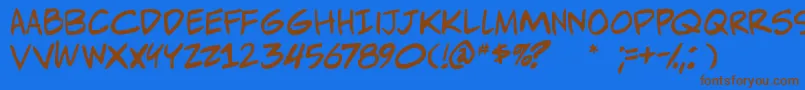 Adamwarrenpro Font – Brown Fonts on Blue Background