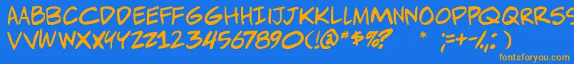 Adamwarrenpro Font – Orange Fonts on Blue Background
