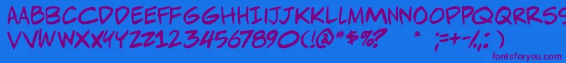 Adamwarrenpro Font – Purple Fonts on Blue Background