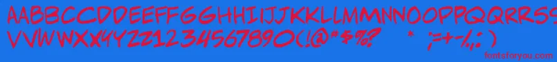Adamwarrenpro Font – Red Fonts on Blue Background