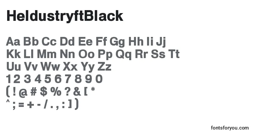 Schriftart HeldustryftBlack – Alphabet, Zahlen, spezielle Symbole