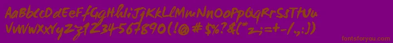 Wcmanonegraboldbta-Schriftart – Braune Schriften auf violettem Hintergrund