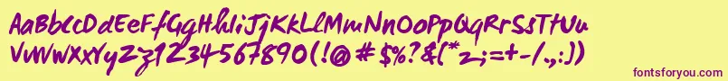 Wcmanonegraboldbta Font – Purple Fonts on Yellow Background