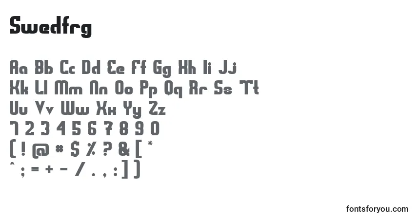 Czcionka Swedfrg – alfabet, cyfry, specjalne znaki
