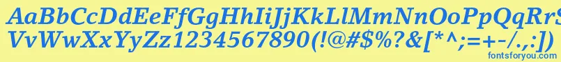LinoletterstdBolditalic Font – Blue Fonts on Yellow Background