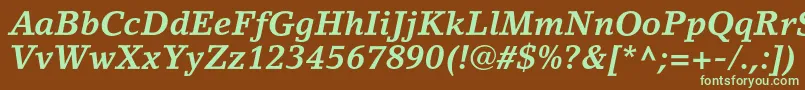 LinoletterstdBolditalic Font – Green Fonts on Brown Background