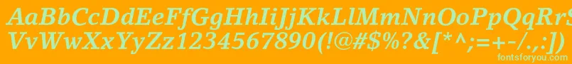 LinoletterstdBolditalic-Schriftart – Grüne Schriften auf orangefarbenem Hintergrund