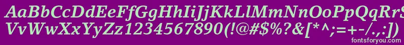 LinoletterstdBolditalic Font – Green Fonts on Purple Background