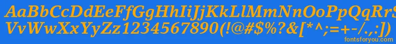 LinoletterstdBolditalic Font – Orange Fonts on Blue Background
