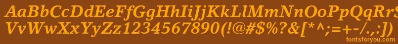 LinoletterstdBolditalic Font – Orange Fonts on Brown Background