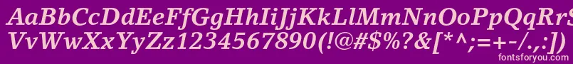 LinoletterstdBolditalic Font – Pink Fonts on Purple Background