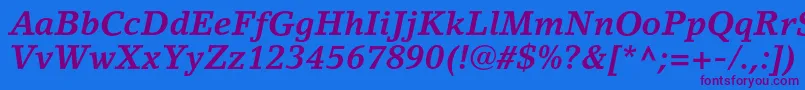 LinoletterstdBolditalic-Schriftart – Violette Schriften auf blauem Hintergrund