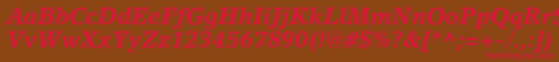 フォントLinoletterstdBolditalic – 赤い文字が茶色の背景にあります。