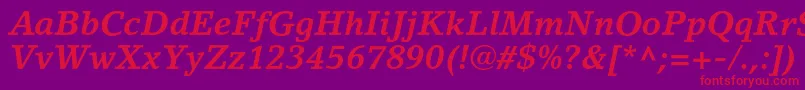 Fonte LinoletterstdBolditalic – fontes vermelhas em um fundo violeta