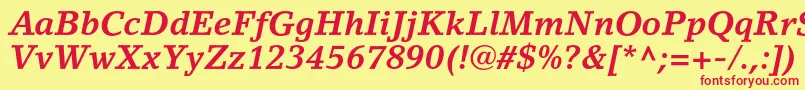 LinoletterstdBolditalic Font – Red Fonts on Yellow Background