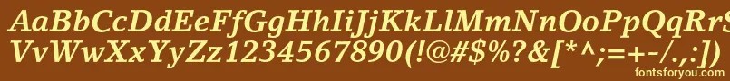 LinoletterstdBolditalic Font – Yellow Fonts on Brown Background