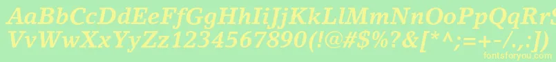 LinoletterstdBolditalic-Schriftart – Gelbe Schriften auf grünem Hintergrund