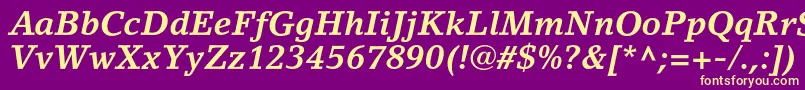 LinoletterstdBolditalic Font – Yellow Fonts on Purple Background