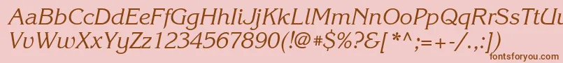 KorinnatttItalic-Schriftart – Braune Schriften auf rosa Hintergrund
