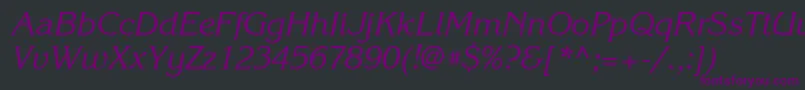 Czcionka KorinnatttItalic – fioletowe czcionki na czarnym tle